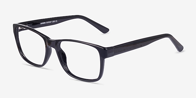 Aaron Black PlasticEyeglass Frames from EyeBuyDirect, Angle View
