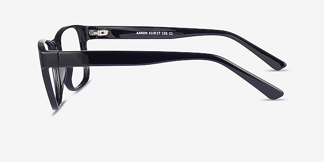 Aaron Black PlasticEyeglass Frames from EyeBuyDirect, Side View