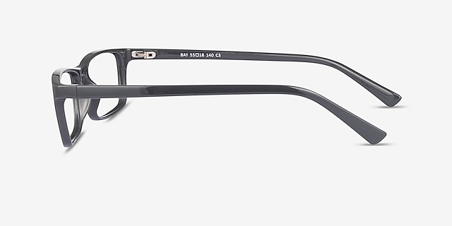 Bay Gray PlasticEyeglass Frames from EyeBuyDirect, Side View