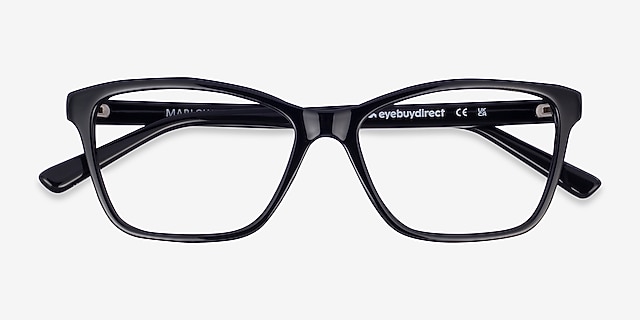 Marlowe Black PlasticEyeglass Frames from EyeBuyDirect, Closed View