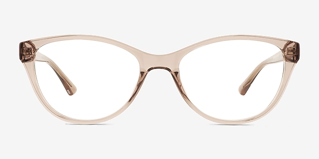 Camille Clear Brown PlasticEyeglass Frames from EyeBuyDirect, Front View