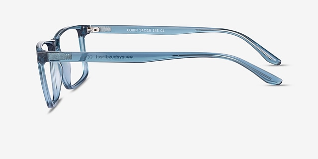 Corin Blue PlasticEyeglass Frames from EyeBuyDirect, Side View