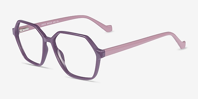 Drew Purple PlasticEyeglass Frames from EyeBuyDirect, Angle View