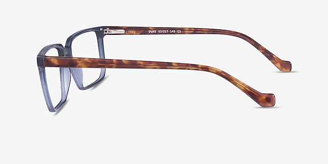 Duke Blue PlasticEyeglass Frames from EyeBuyDirect, Side View