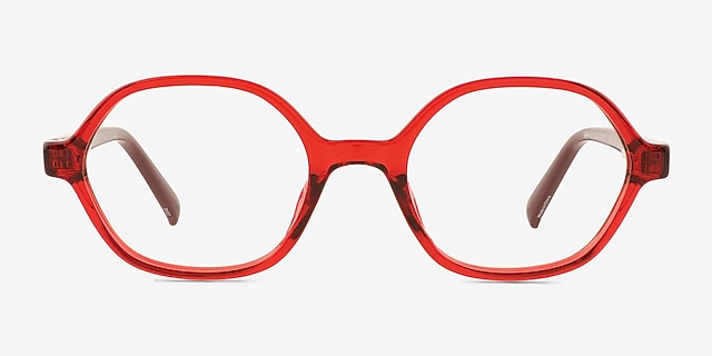 Bennie Red PlasticEyeglass Frames from EyeBuyDirect, Front View