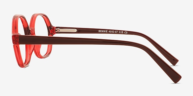 Bennie Red PlasticEyeglass Frames from EyeBuyDirect, Side View