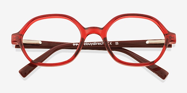 Bennie Red PlasticEyeglass Frames from EyeBuyDirect, Closed View
