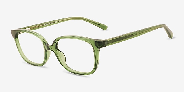 Ferb Clear Green PlasticEyeglass Frames from EyeBuyDirect, Angle View