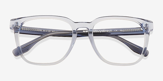 Jo Clear Blue AcetateEyeglass Frames from EyeBuyDirect, Closed View