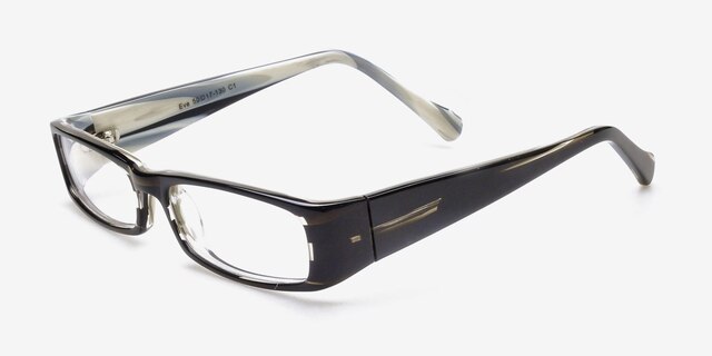Eve Black & White AcétateMontures de lunettes de vue d'EyeBuyDirect, Vue d'Angle
