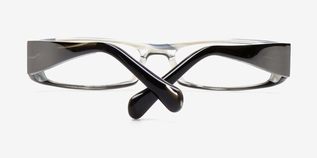 Eve Black & White AcétateMontures de lunettes de vue d'EyeBuyDirect, Vue Rapprochée
