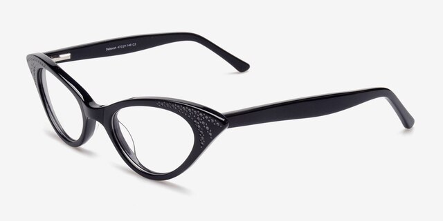 Rock! Deborah Noir AcétateMontures de lunettes de vue d'EyeBuyDirect, Vue d'Angle