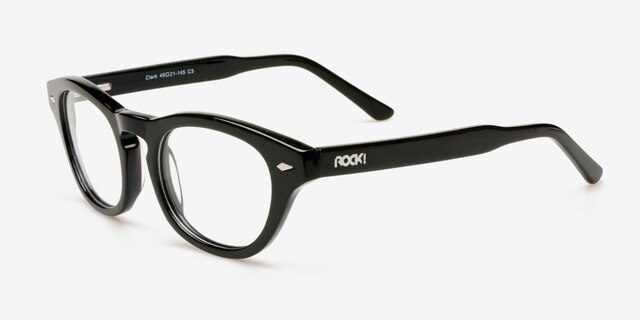 ROCK! Clark Noir AcétateMontures de lunettes de vue d'EyeBuyDirect, Vue d'Angle