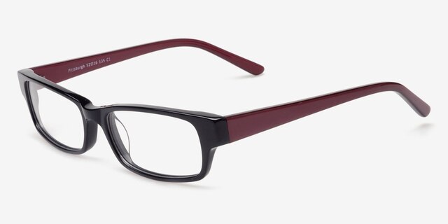 Pittsburgh Black & Purple AcetateEyeglass Frames from EyeBuyDirect, Angle View
