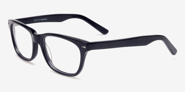 Retro09 Black AcetateEyeglass Frames from EyeBuyDirect, Angle View