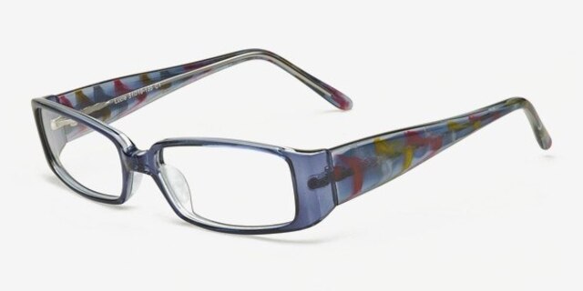 Lucie Blue AcetateEyeglass Frames from EyeBuyDirect, Angle View