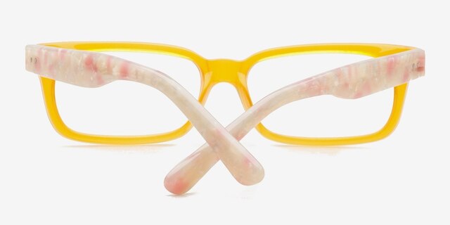 Model 3 Yellow & Pearl AcetateEyeglass Frames from EyeBuyDirect, Closed View
