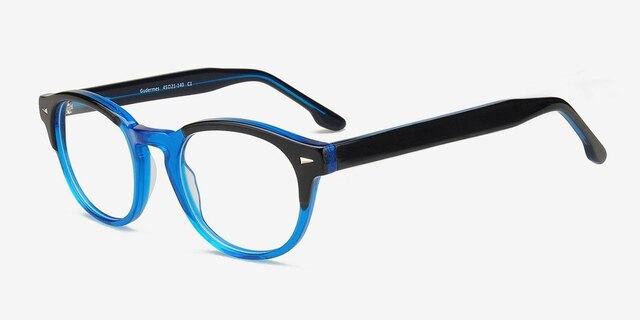 Gudermes Blue & Black AcetateEyeglass Frames from EyeBuyDirect, Angle View