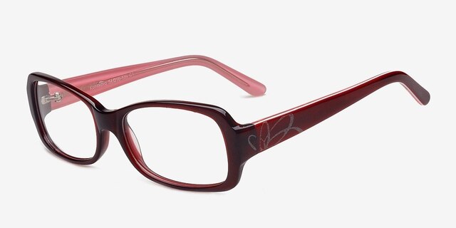 Konakovo Burgundy AcetateEyeglass Frames from EyeBuyDirect, Angle View
