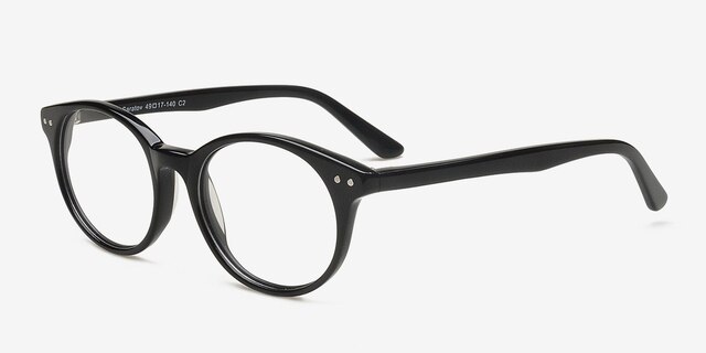 Saratov Black AcetateEyeglass Frames from EyeBuyDirect, Angle View