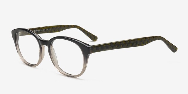 Sertolovo Black & Clear AcetateEyeglass Frames from EyeBuyDirect, Angle View