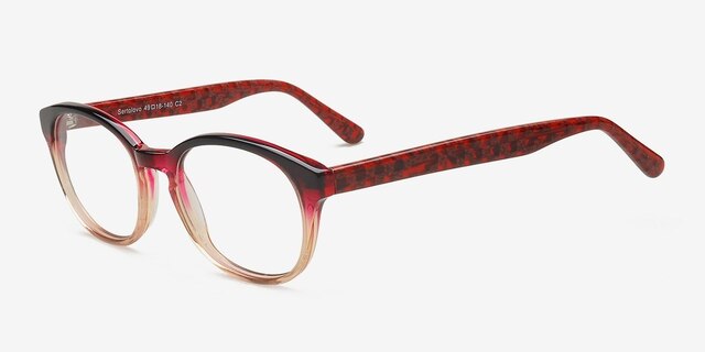 Sertolovo Burgundy & Clear AcetateEyeglass Frames from EyeBuyDirect, Angle View