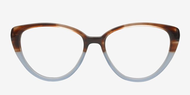 Shali Brown & Blue AcetateEyeglass Frames from EyeBuyDirect, Front View