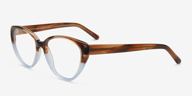 Shali Brown & Blue AcetateEyeglass Frames from EyeBuyDirect, Angle View