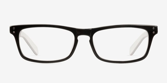Kemi Black & White AcetateEyeglass Frames from EyeBuyDirect, Front View