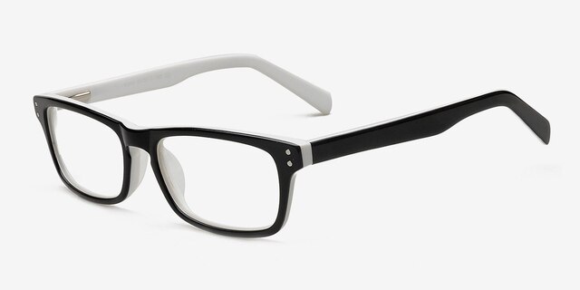 Kemi Black & White AcetateEyeglass Frames from EyeBuyDirect, Angle View