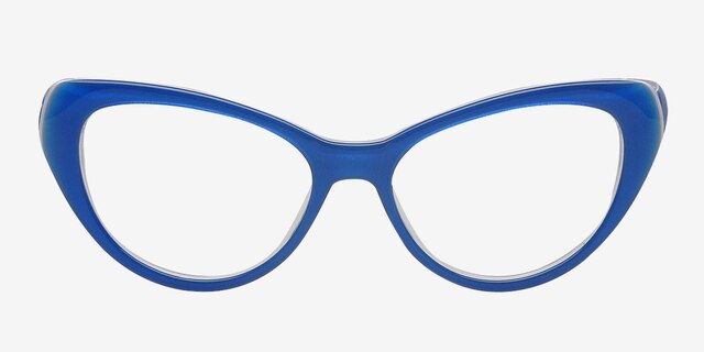 Lieksa Blue AcetateEyeglass Frames from EyeBuyDirect, Front View