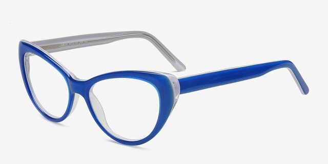 Lieksa Blue AcetateEyeglass Frames from EyeBuyDirect, Angle View