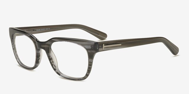 Valuyki Grey AcetateEyeglass Frames from EyeBuyDirect, Angle View