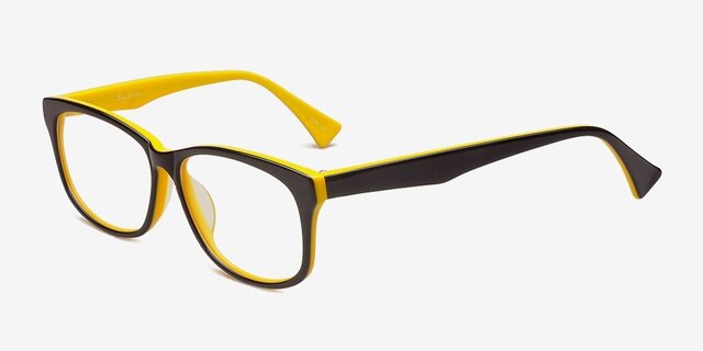 DN6085 Black & Yellow AcetateEyeglass Frames from EyeBuyDirect, Angle View