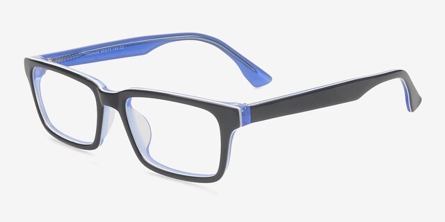 Tillamook Black & Blue AcetateEyeglass Frames from EyeBuyDirect, Angle View