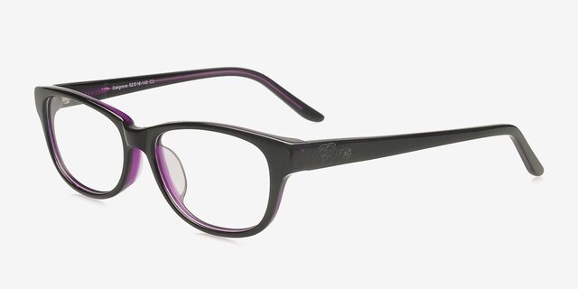 Oakgrove Black & Purple AcetateEyeglass Frames from EyeBuyDirect, Angle View