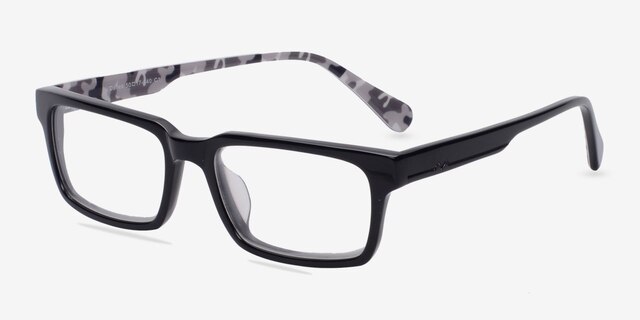 Dalles Black & Camouflage AcetateEyeglass Frames from EyeBuyDirect, Angle View