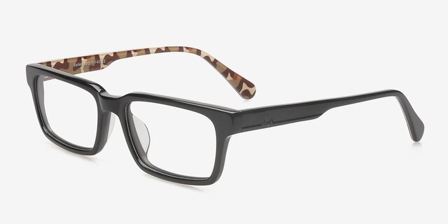 Dalles Noir AcétateMontures de lunettes de vue d'EyeBuyDirect, Vue d'Angle