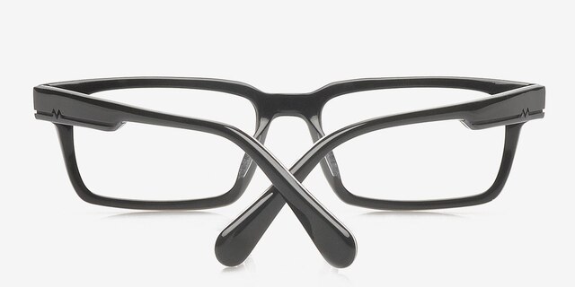 Dalles Noir AcétateMontures de lunettes de vue d'EyeBuyDirect, Vue Rapprochée