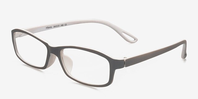 Albany Grey PlasticEyeglass Frames from EyeBuyDirect, Angle View