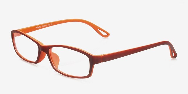 Albany Burgundy PlasticEyeglass Frames from EyeBuyDirect, Angle View
