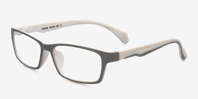 Madras Grey & White PlastiqueMontures de lunettes de vue d'EyeBuyDirect, Vue d'Angle