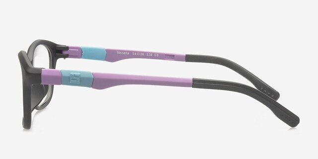 Veneta Black & Purple PlasticEyeglass Frames from EyeBuyDirect, Side View