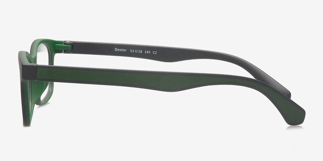 Dexter Black & Green PlasticEyeglass Frames from EyeBuyDirect, Side View