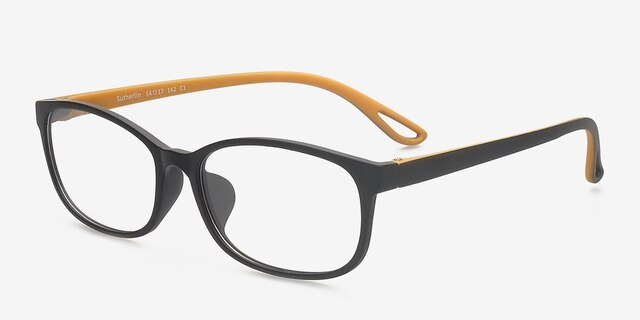 Sutherlin Black PlasticEyeglass Frames from EyeBuyDirect, Angle View