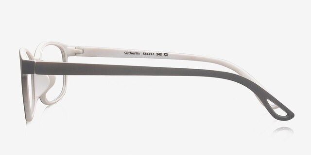 Sutherlin Grey & White PlasticEyeglass Frames from EyeBuyDirect, Side View