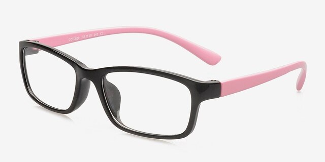Cottage Black & Pink PlasticEyeglass Frames from EyeBuyDirect, Angle View