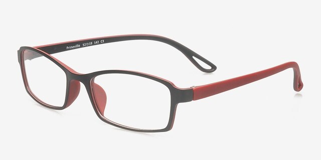 Prineville Black & Red PlasticEyeglass Frames from EyeBuyDirect, Angle View