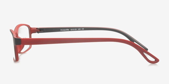 Prineville Black & Red PlasticEyeglass Frames from EyeBuyDirect, Side View