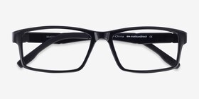 Bandon Noir Plastique Montures de lunettes de vue d'EyeBuyDirect, Vue Rapprochée